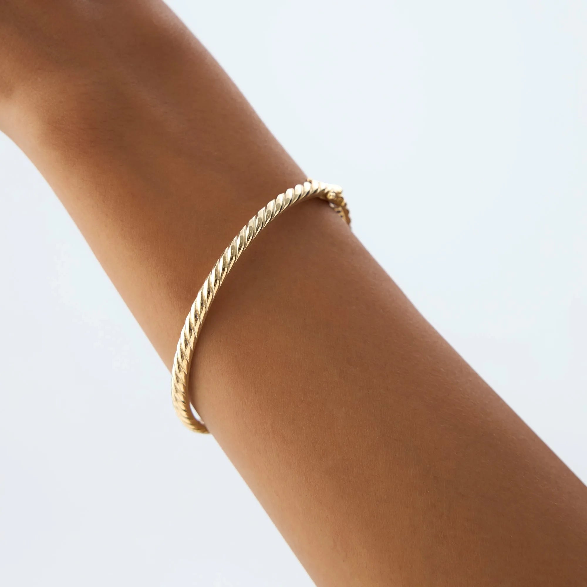14K Solid Gold Twist Rope Cable Bangle