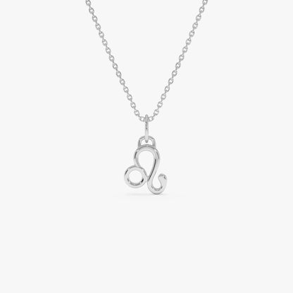 14k Solid Gold Leo Zodiac Charm Pendant Necklace