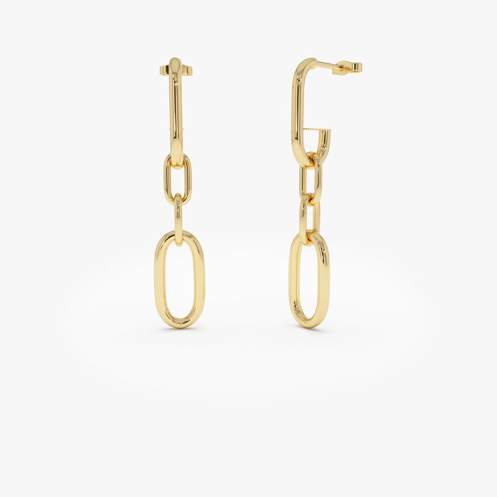 14k Gold Dangle Link Chain Drop Earrings 45.5mm Length 8.5mm Width