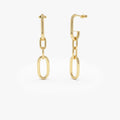 14k Gold Dangle Link Chain Drop Earrings 45.5mm Length 8.5mm Width