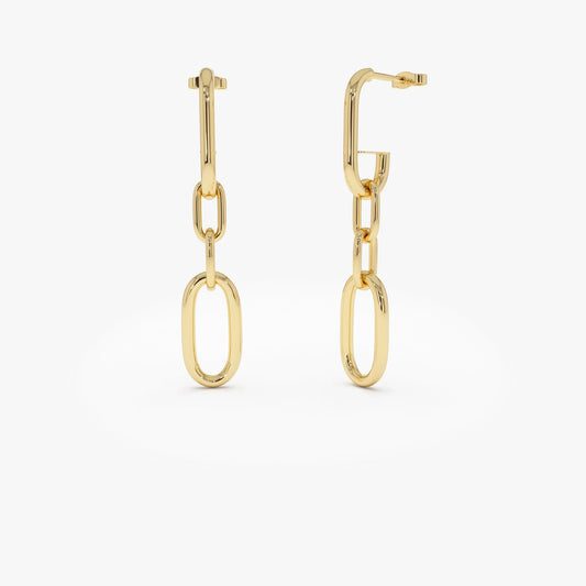 14k Gold Dangle Link Chain Drop Earrings 45.5mm Length 8.5mm Width