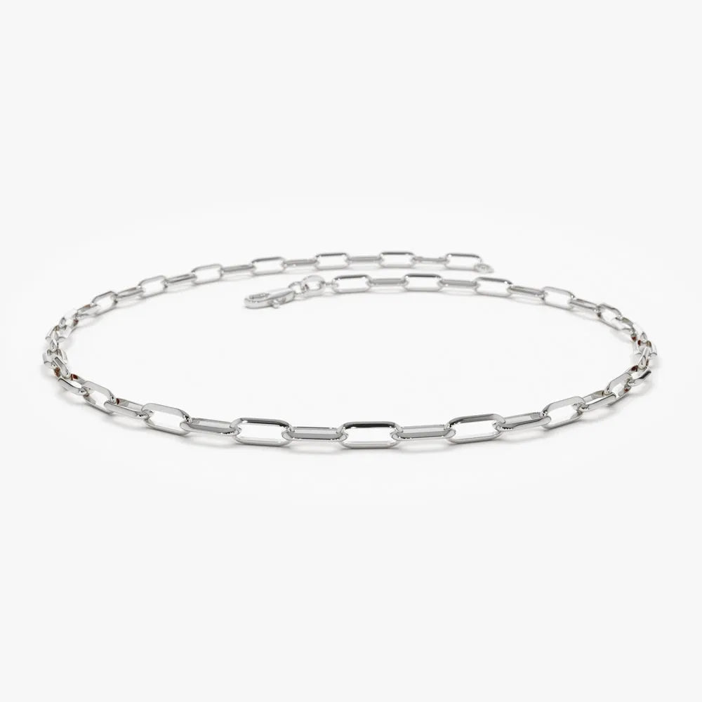 14K Solid Gold Tiny Paper Clip Link Chain Bracelet