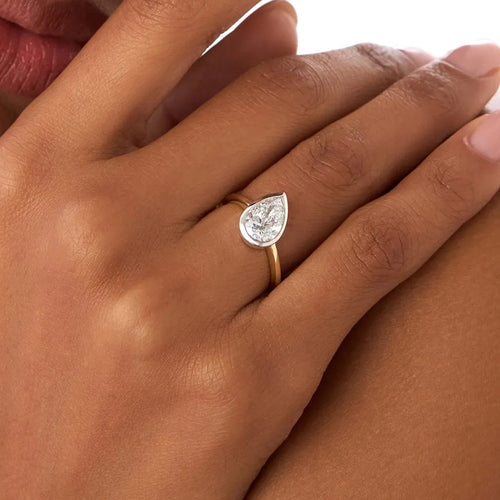 14k Gold 1.50ctw Pear Shaped Lab Grown Diamond Unique Engagement Ring Pia