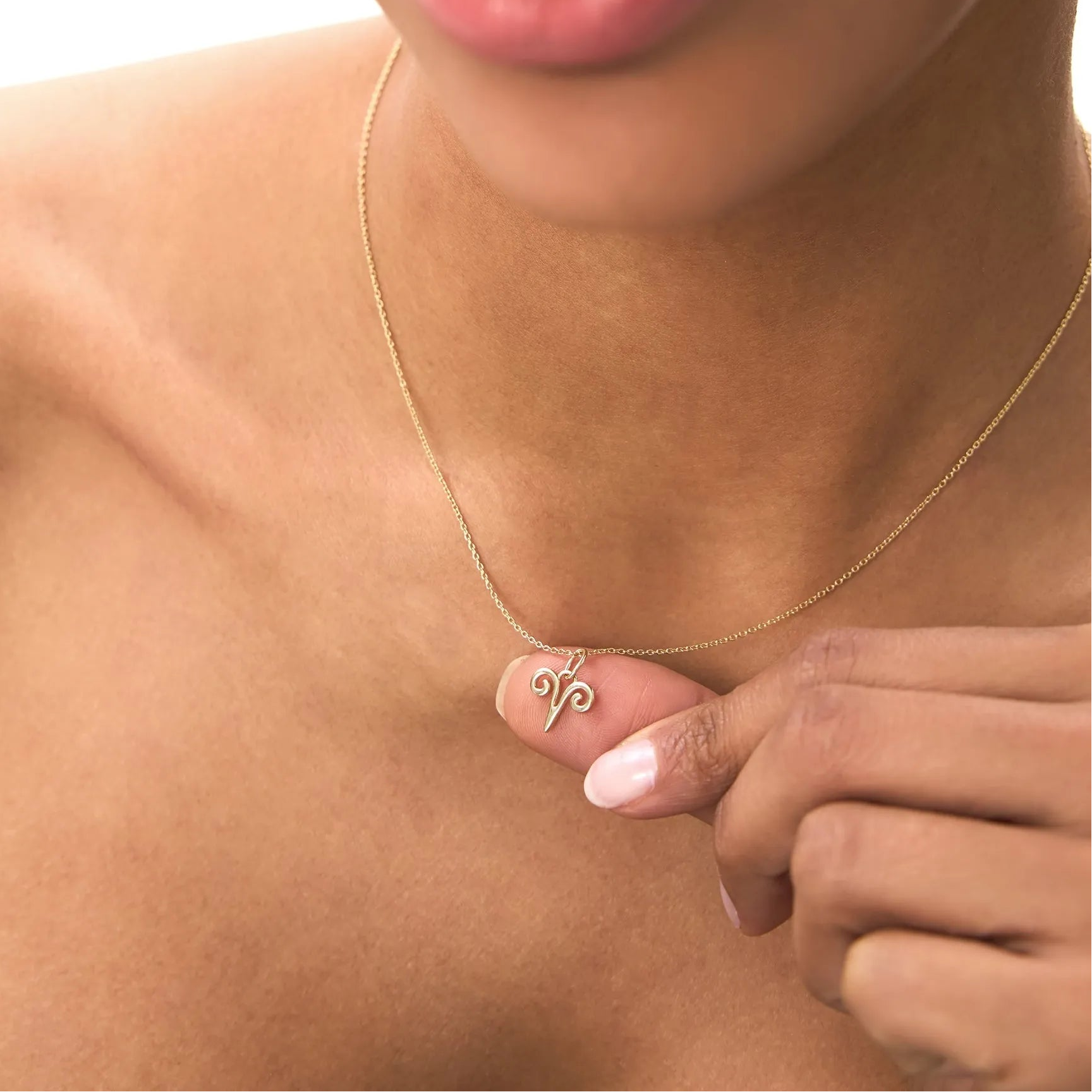 14k Solid Gold Aries Zodiac Charm Pendant Necklace