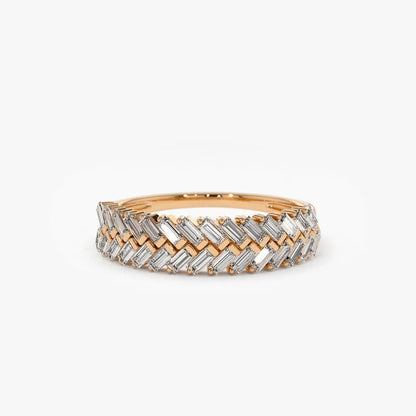 14k Gold 0.62 ctw Step Baguette Diamond Channel Prong Setting Ring