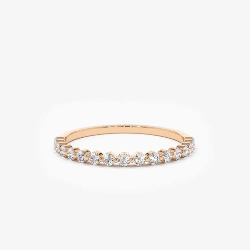 14K Solid Gold 0.30 CTW Round Diamond Single Shared Prong Wedding Ring