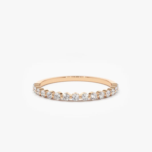 14K Solid Gold 0.30 CTW Round Diamond Single Shared Prong Wedding Ring