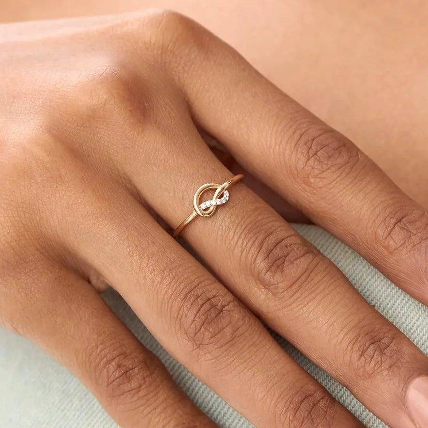 14k Gold Love Knot Diamond Ring 0.04 ctw