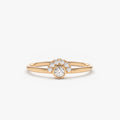 14K Gold 0.14 ctw Round Diamond Half Halo Bezel Setting Ring