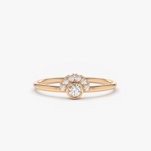 14K Gold 0.14 ctw Round Diamond Half Halo Bezel Setting Ring