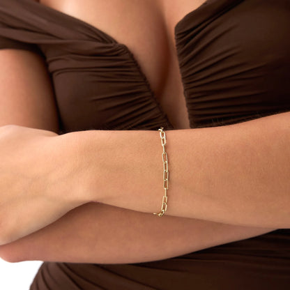 14K Gold 8mm Paperclip Link Chain Bracelet