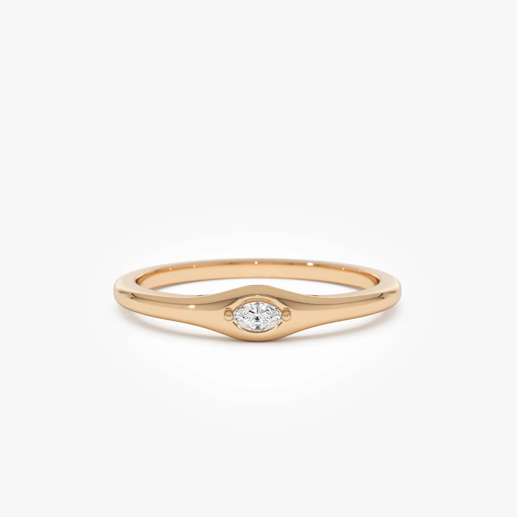 14k Gold Marquise Diamond Stacking Ring 0.08 ctw