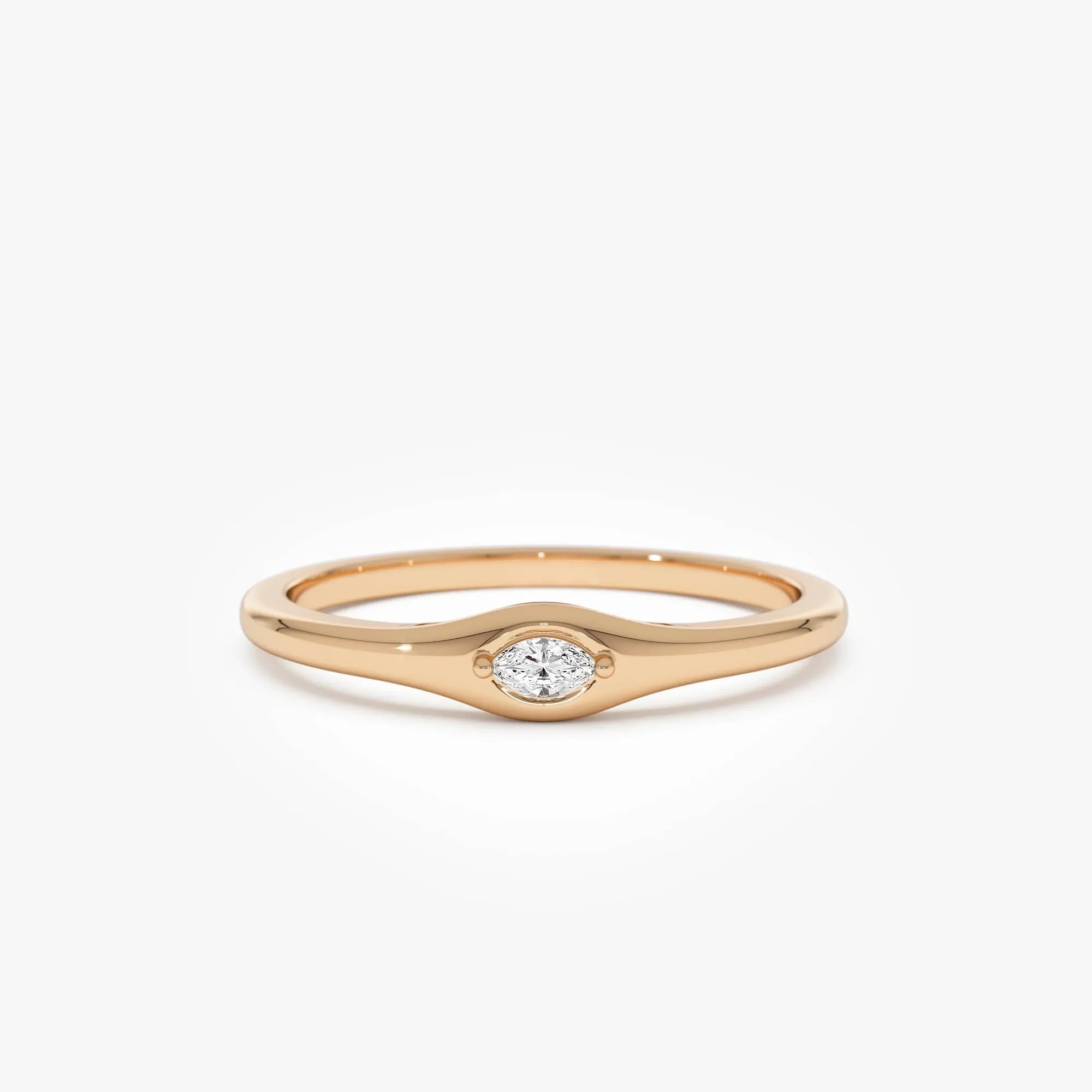 14k Gold Marquise Diamond Stacking Ring 0.08 ctw
