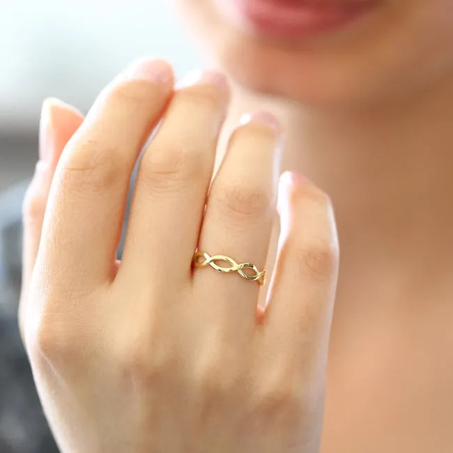 14K Solid Gold 4.5mm Infinity Double Band Handcrafted Wedding Ring