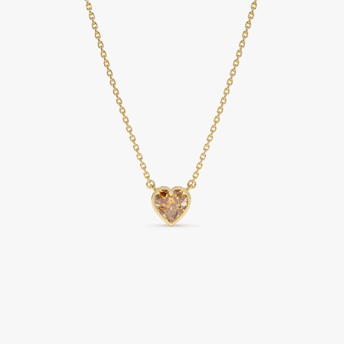 14k Solid Gold Citrine Heart Shaped Layering Necklace 0.40 Carat