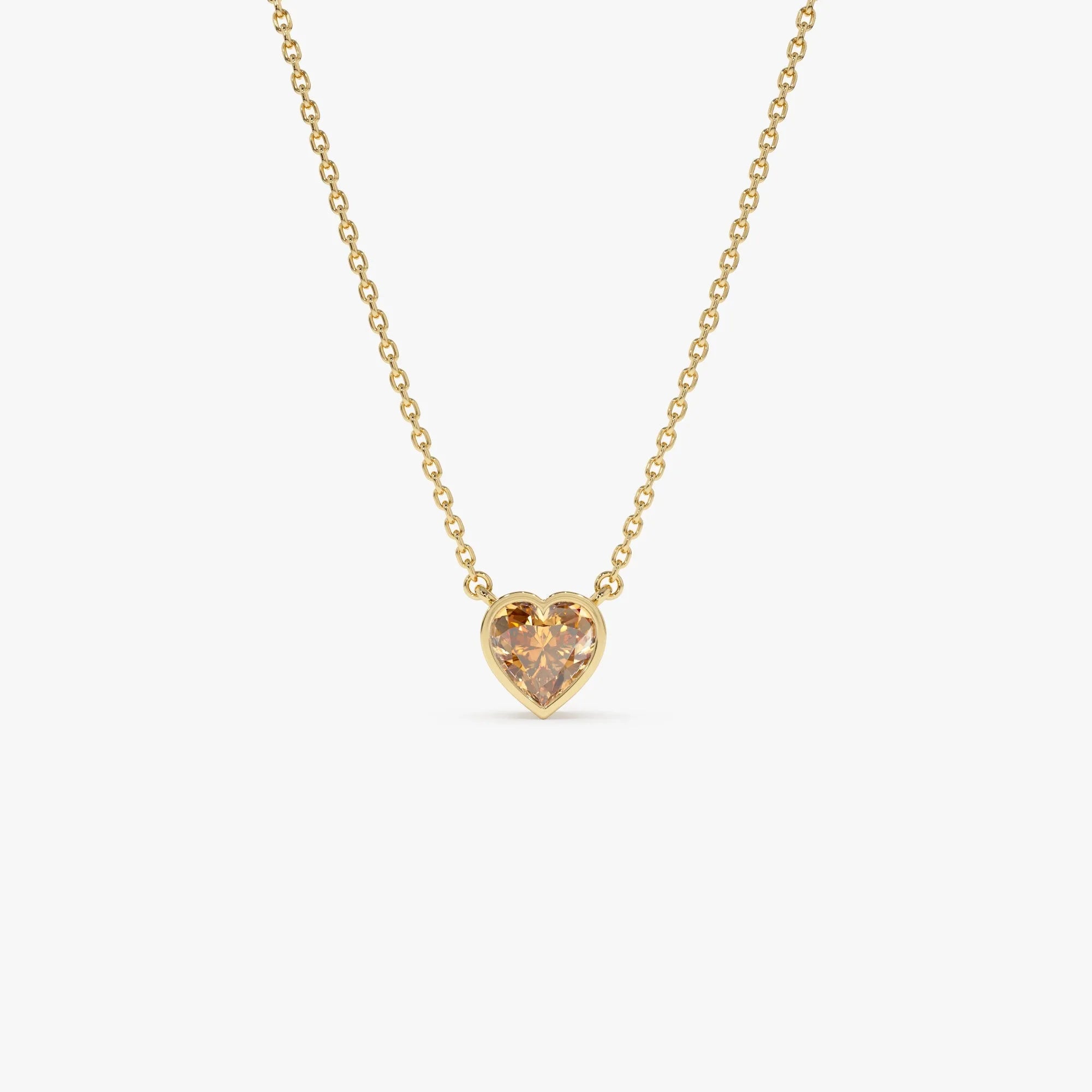 14k Solid Gold Citrine Heart Shaped Layering Necklace 0.40 Carat