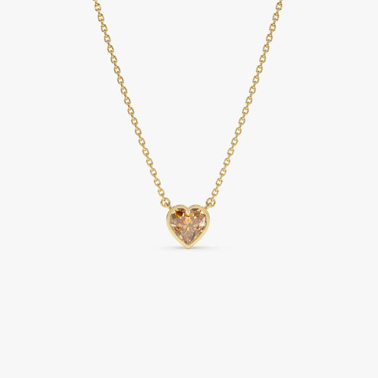 14k Solid Gold Citrine Heart Shaped Layering Necklace 0.40 Carat
