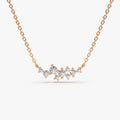 14K Solid Gold Lab Grown Diamond 9 Stone Cluster Necklace Prong Setting 0.25cttw