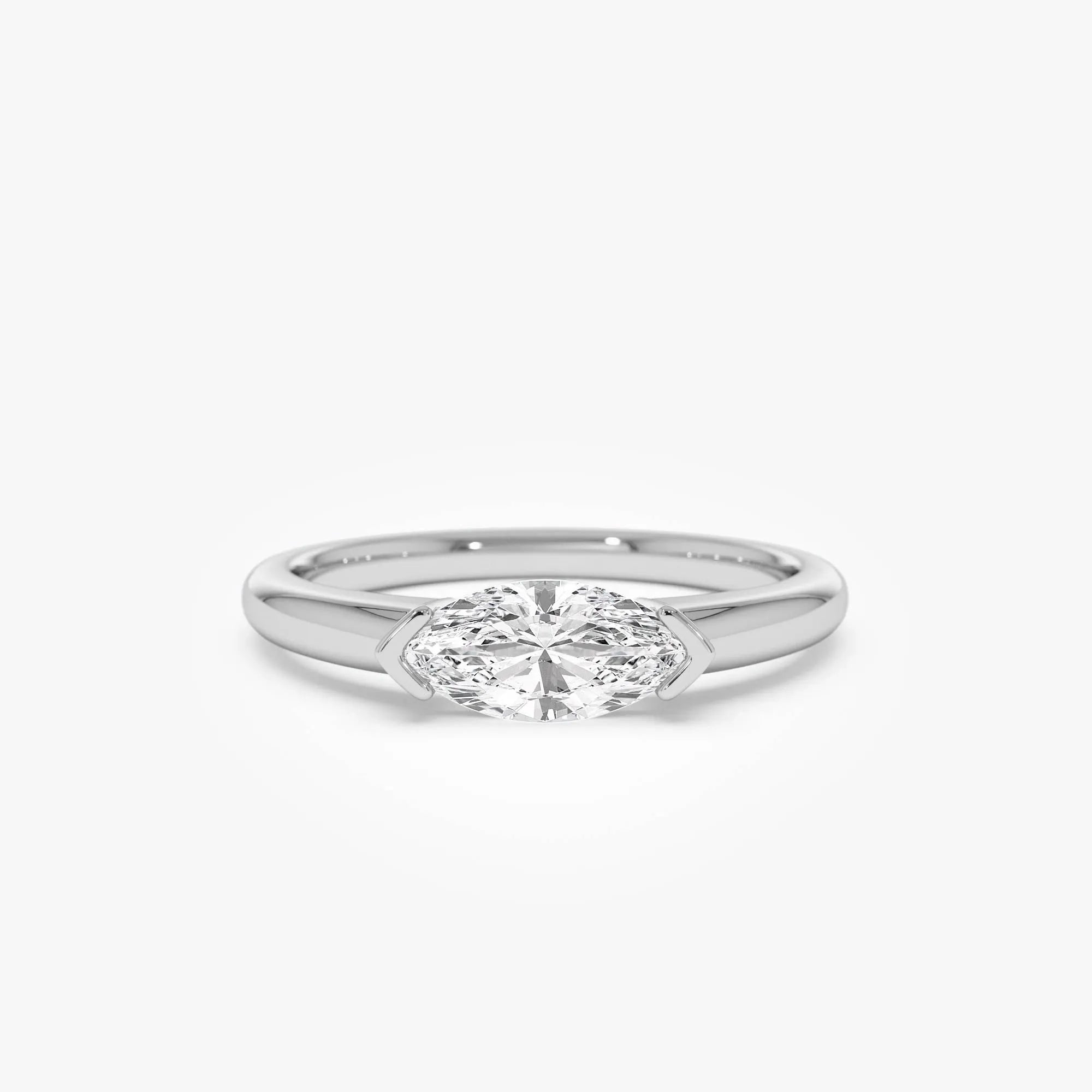 14k Gold 0.75 Carat Marquise Lab Grown Diamond East-West Engagement Ring