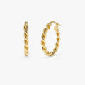 14k Solid Gold Twist Rope Hoop Earrings 20mm 3.25mm Width