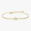 14K Solid Gold Round Diamond Initial Curb Link Bracelet Micro Pave 0.15 Carat