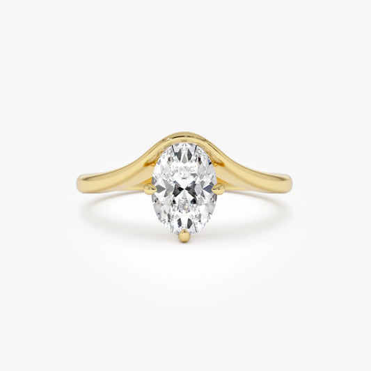 14k Gold Lab Grown Diamond 1.00 Carat Oval Cut IGI Certified Designer Setting Nerissa Ring