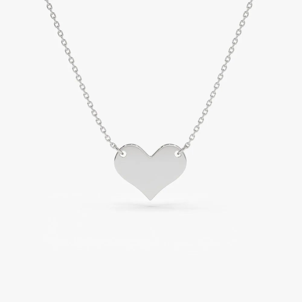 14k Solid Gold Heart Pendant Necklace Minimalist Style