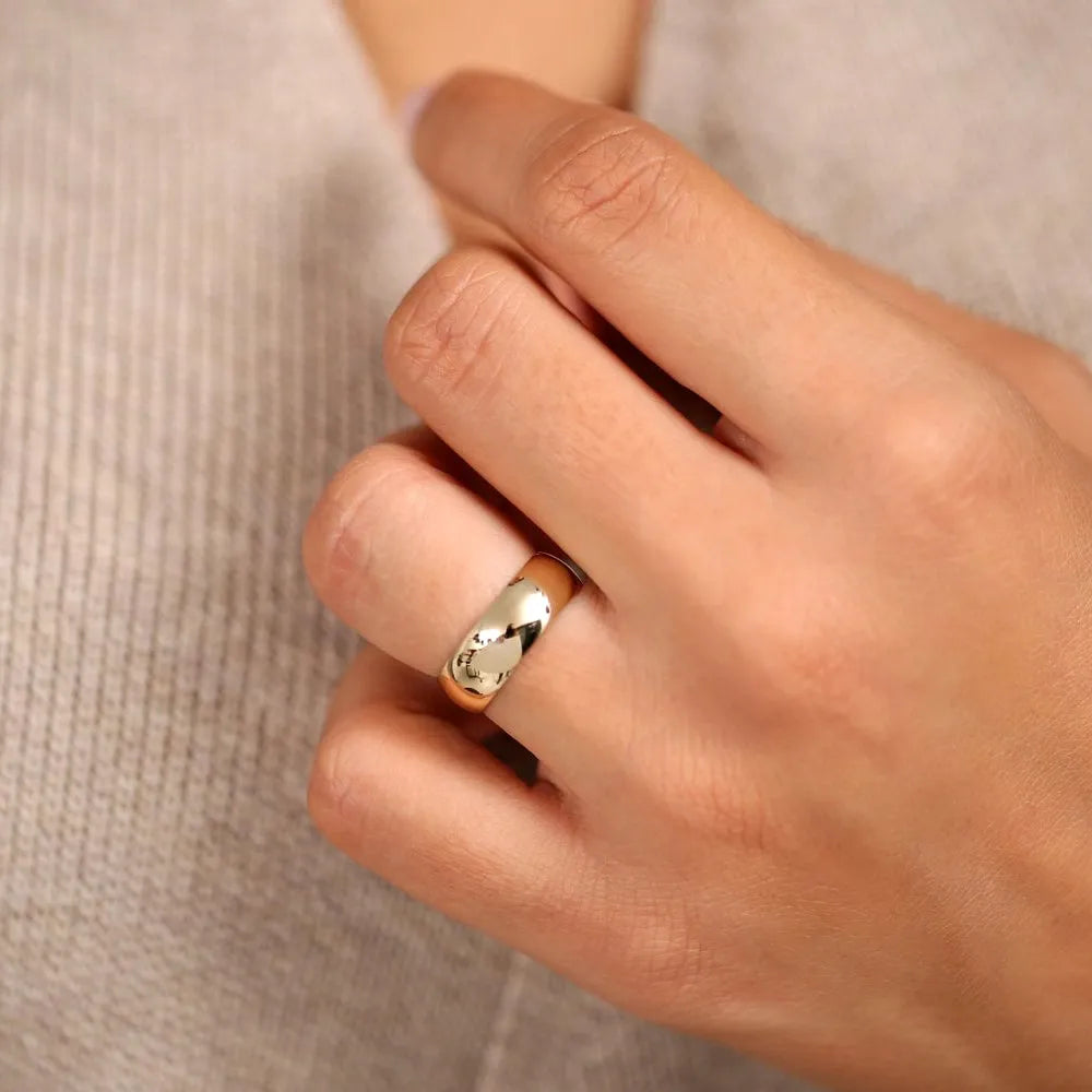 14K Solid Gold 6mm Classic Dome Unisex Wedding Band Ring