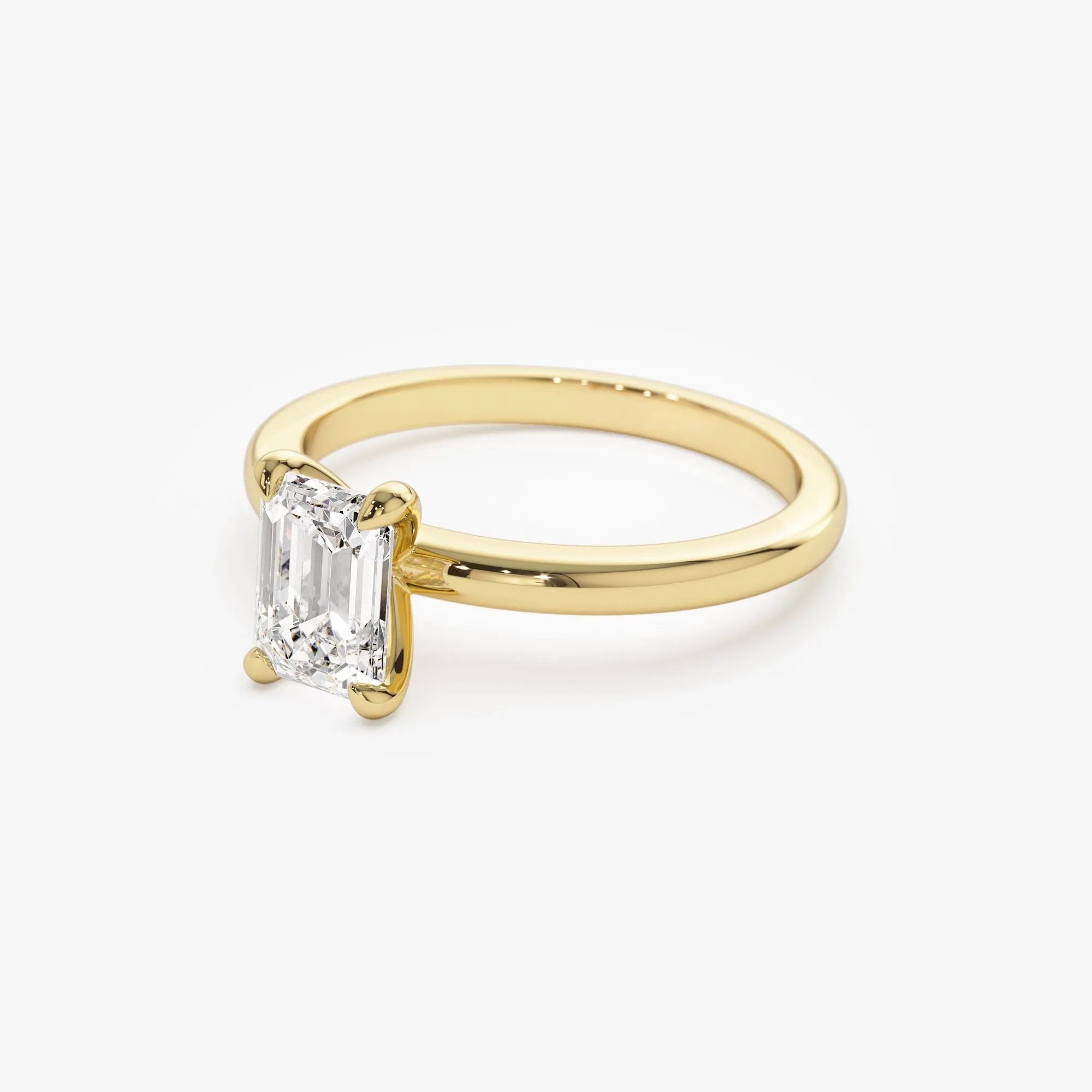 14k Gold Lab Grown Diamond Emerald Cut Engagement Ring Four Prong Setting 0.75 to 1.50 ctw
