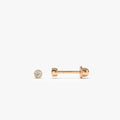 14k Gold Diamond Round Cut Bezel Setting Stud Piercing Single Earring 0.035 ctw