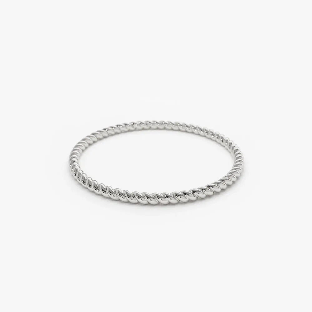 950 Platinum Braided Twist Stackable Wedding Band Ring