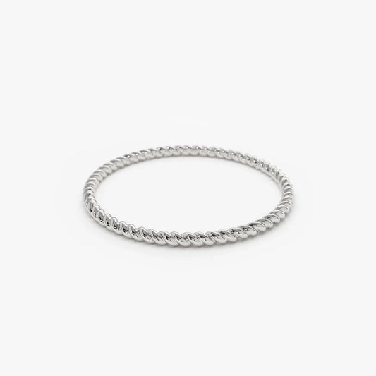 950 Platinum Braided Twist Stackable Wedding Band Ring