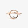 14K Gold Round Cut Diamond Open Circle Ring 3 Prong Setting 0.05ctw