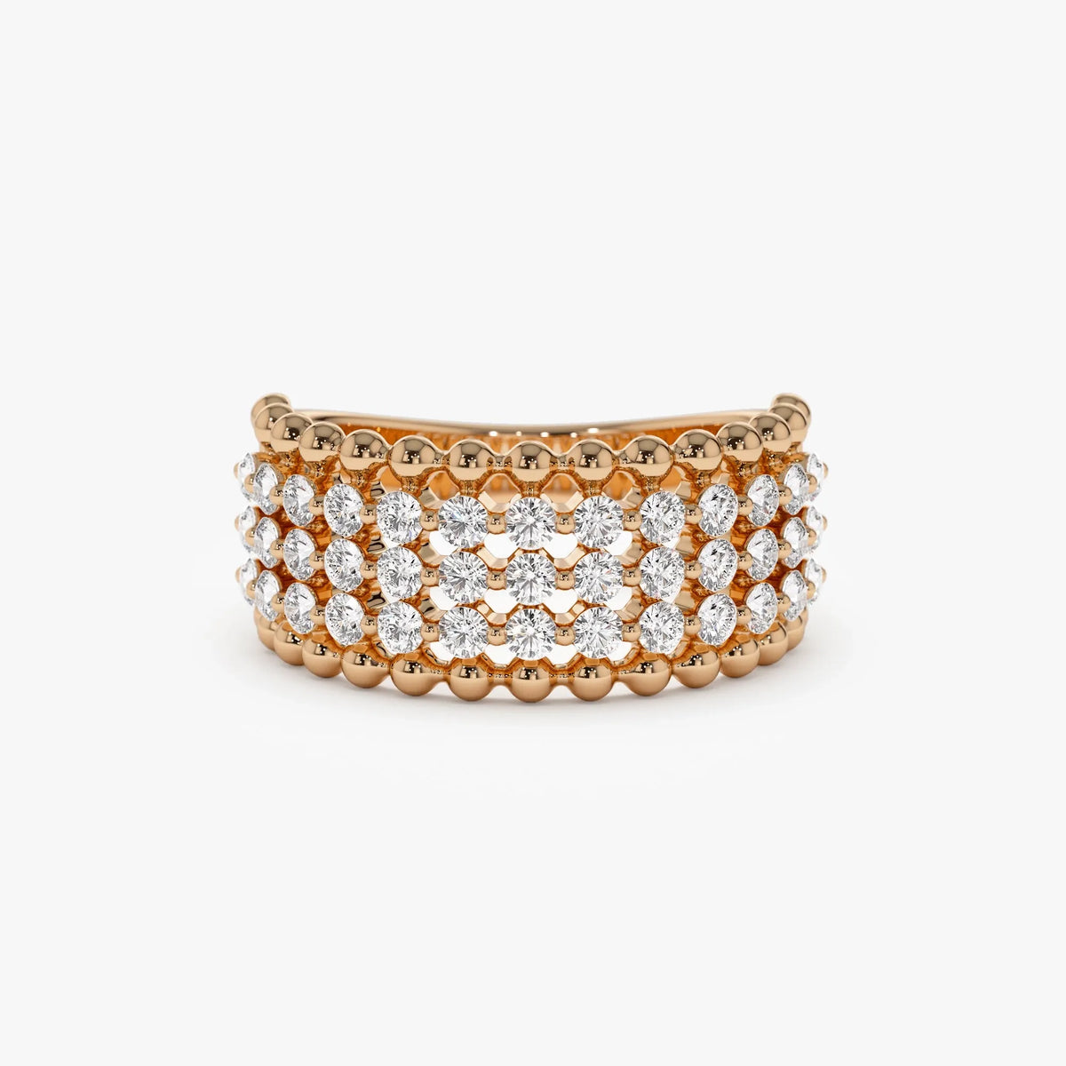 14k Solid Gold Round Diamond 0.82 Carat Floating Bubble Band Ring
