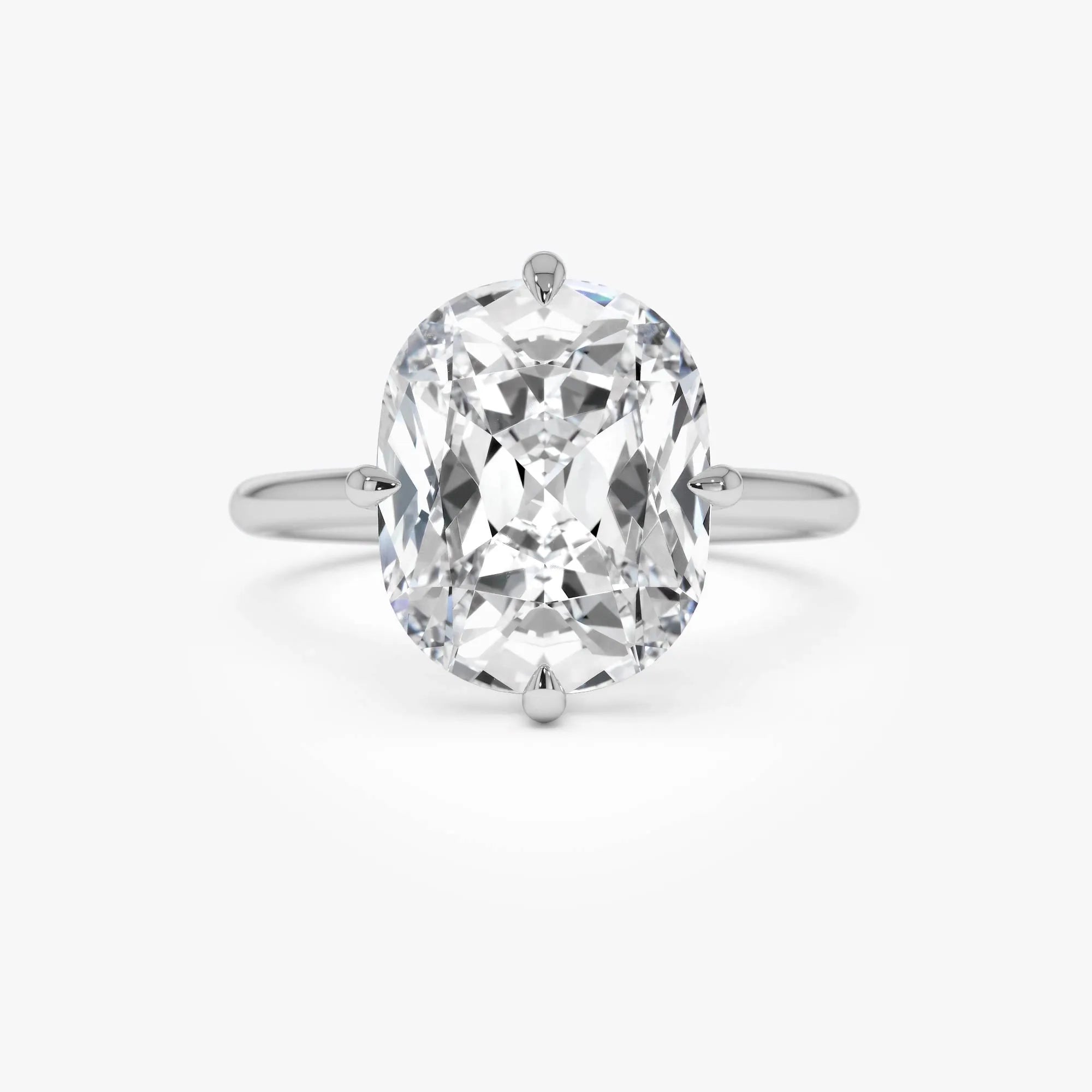 14K Gold 5.05 Carat Cushion Cut Lab Grown Diamond Solitaire Engagement Ring Seloria