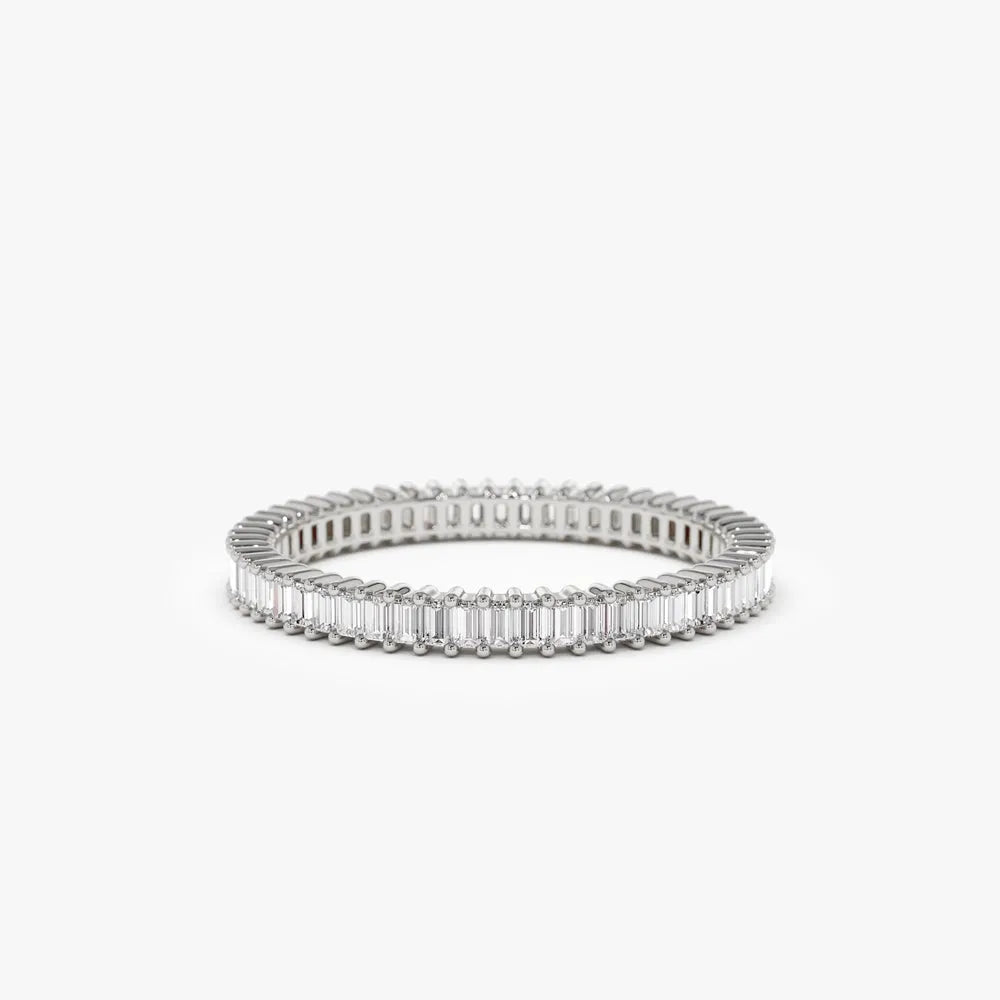 14k Solid Gold Baguette Diamond 0.75 Carat Full Eternity Stackable Band Ring