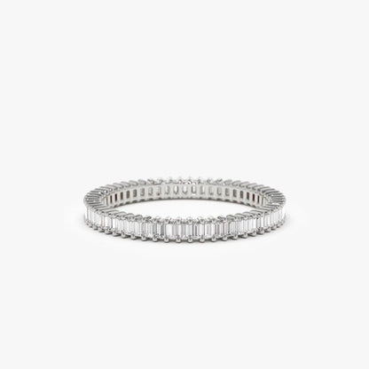 14k Solid Gold Baguette Diamond 0.75 Carat Full Eternity Stackable Band Ring