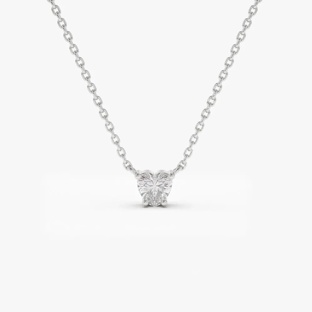 14K Solid Gold Heart Shape Diamond Solitaire Necklace 0.28ctw