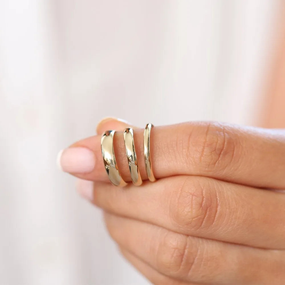 14K Solid Gold 3mm Classic Dome Unisex Wedding Band Ring