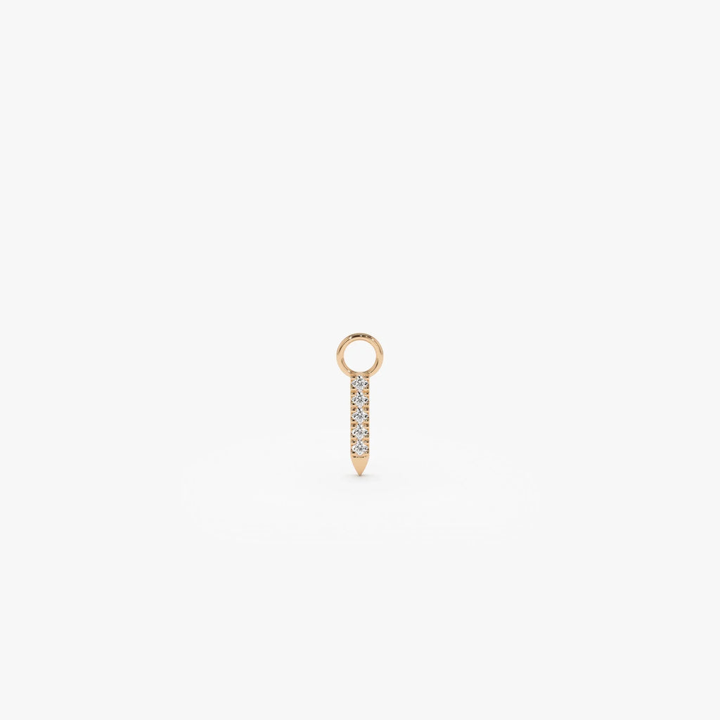 14k Gold Diamond Spike Hoop Earring Charm 0.04 ctw