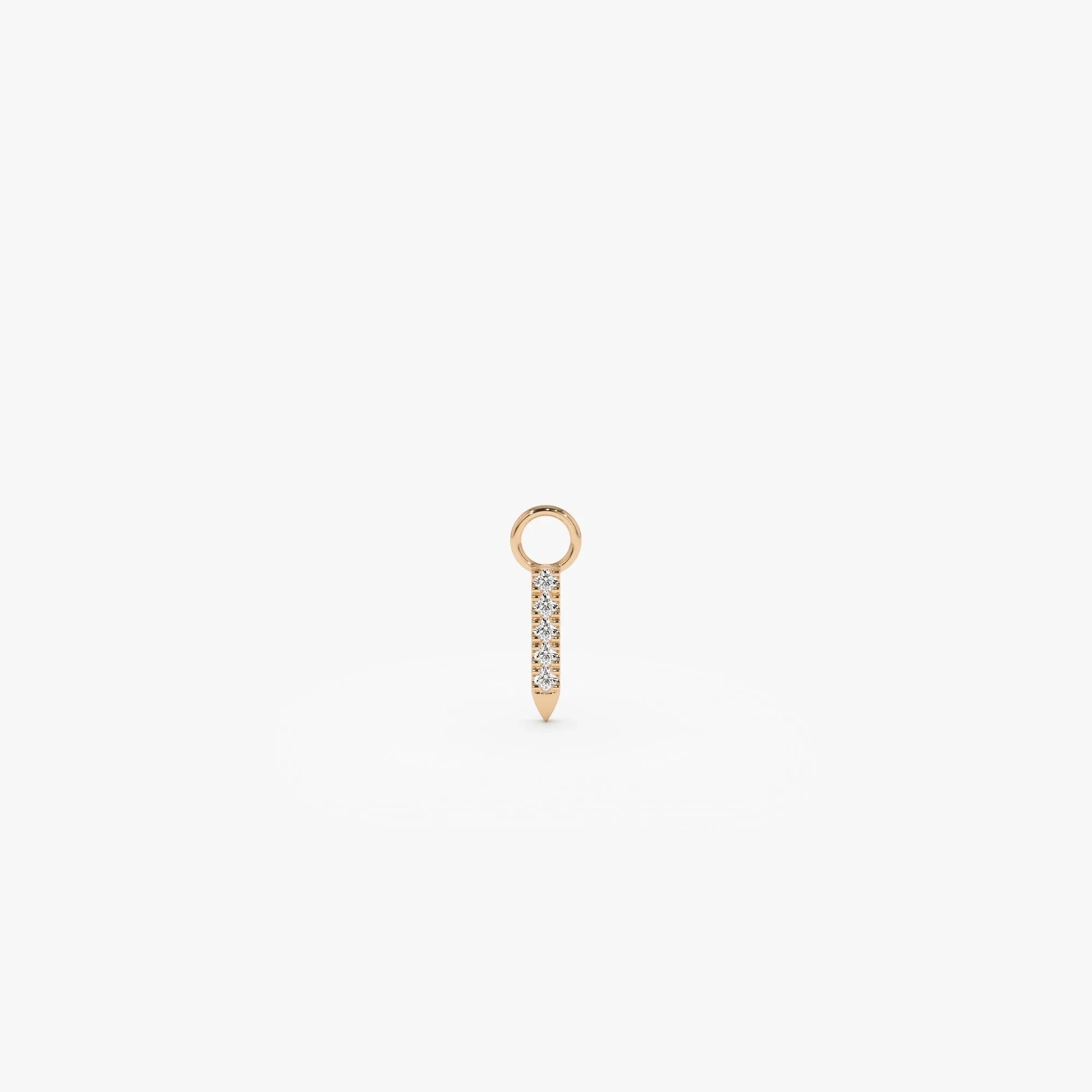 14k Gold Diamond Spike Hoop Earring Charm 0.04 ctw