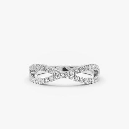 14K Solid Gold Round Diamond Eternity Micro Pave Wedding Band 0.22 Carat