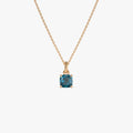 14k Solid Gold London Blue Topaz Cushion Cut Solitaire Necklace 1.20 Carat