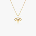 14k Solid Gold Aries Zodiac Charm Pendant Necklace