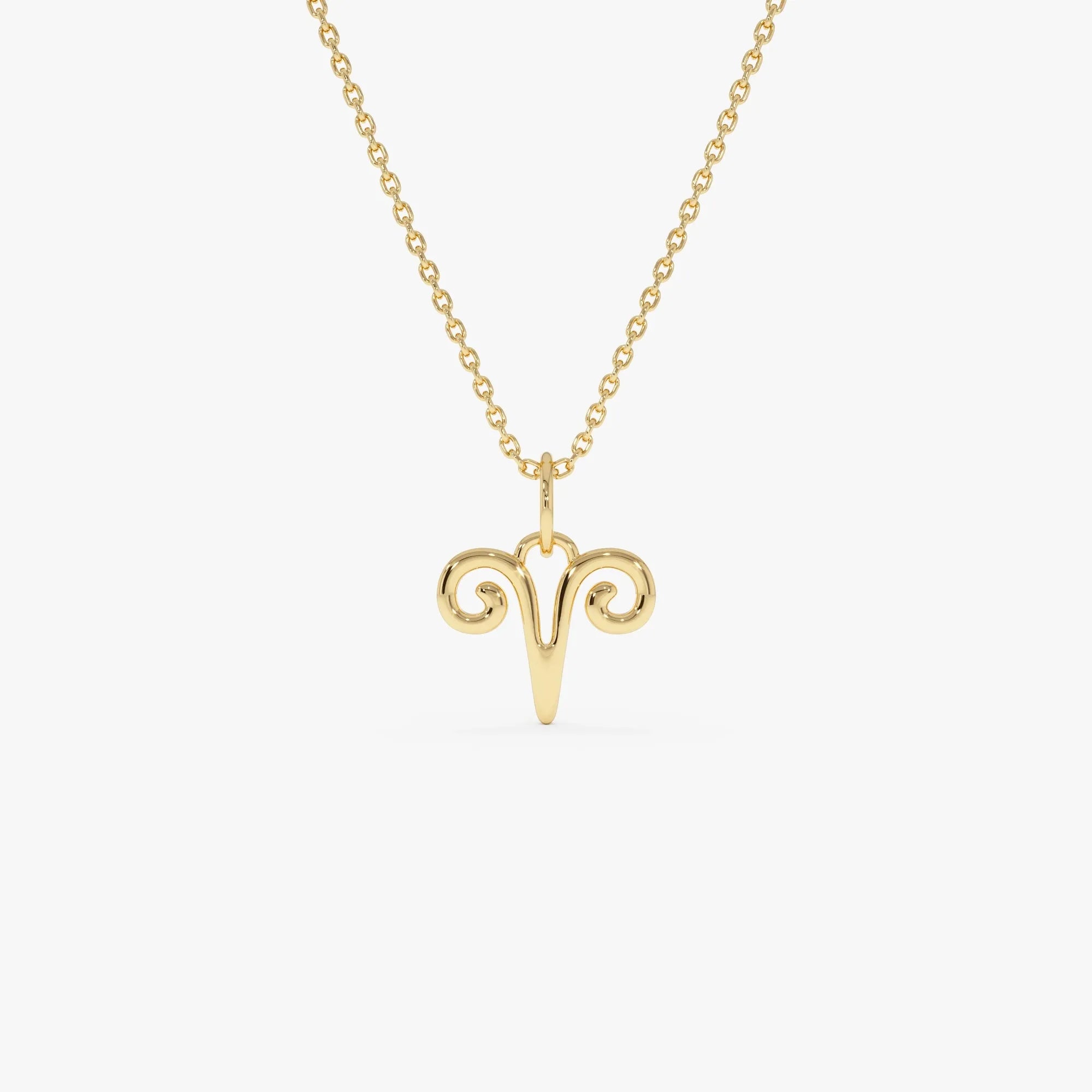 14k Solid Gold Aries Zodiac Charm Pendant Necklace