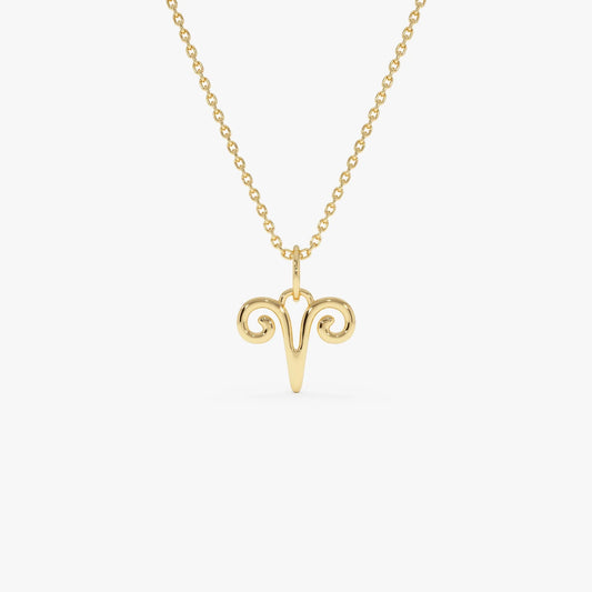 14k Solid Gold Aries Zodiac Charm Pendant Necklace