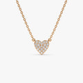 14K Solid Gold 0.22 CTW Round Diamond Mini Heart Necklace