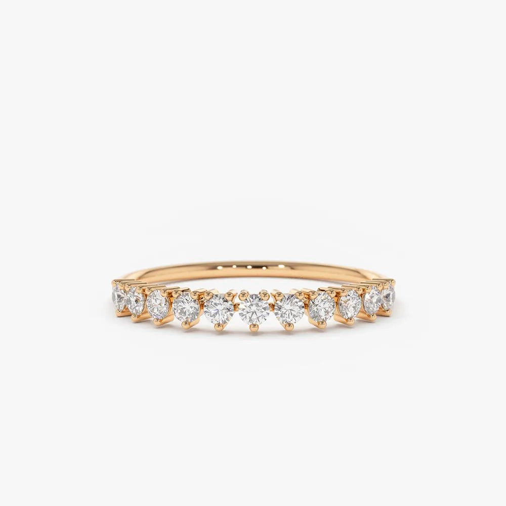 14K Solid Gold Round Diamond 3 Prong Wedding Ring