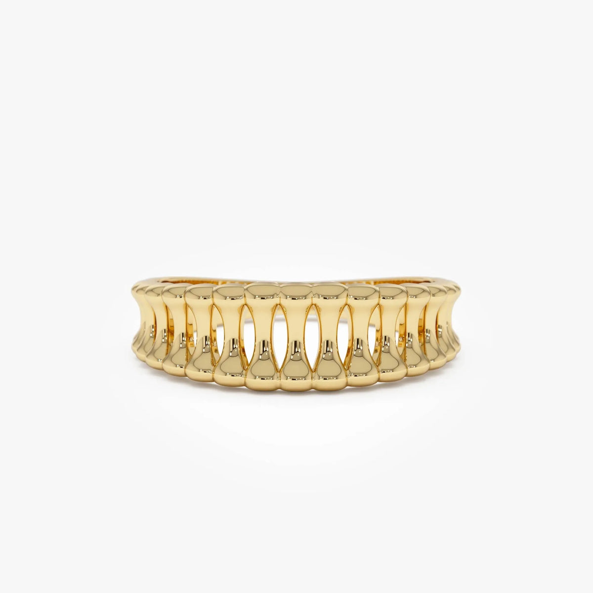 14k Gold Sculptural Wide Band Ring Wide Graduated Statement Band