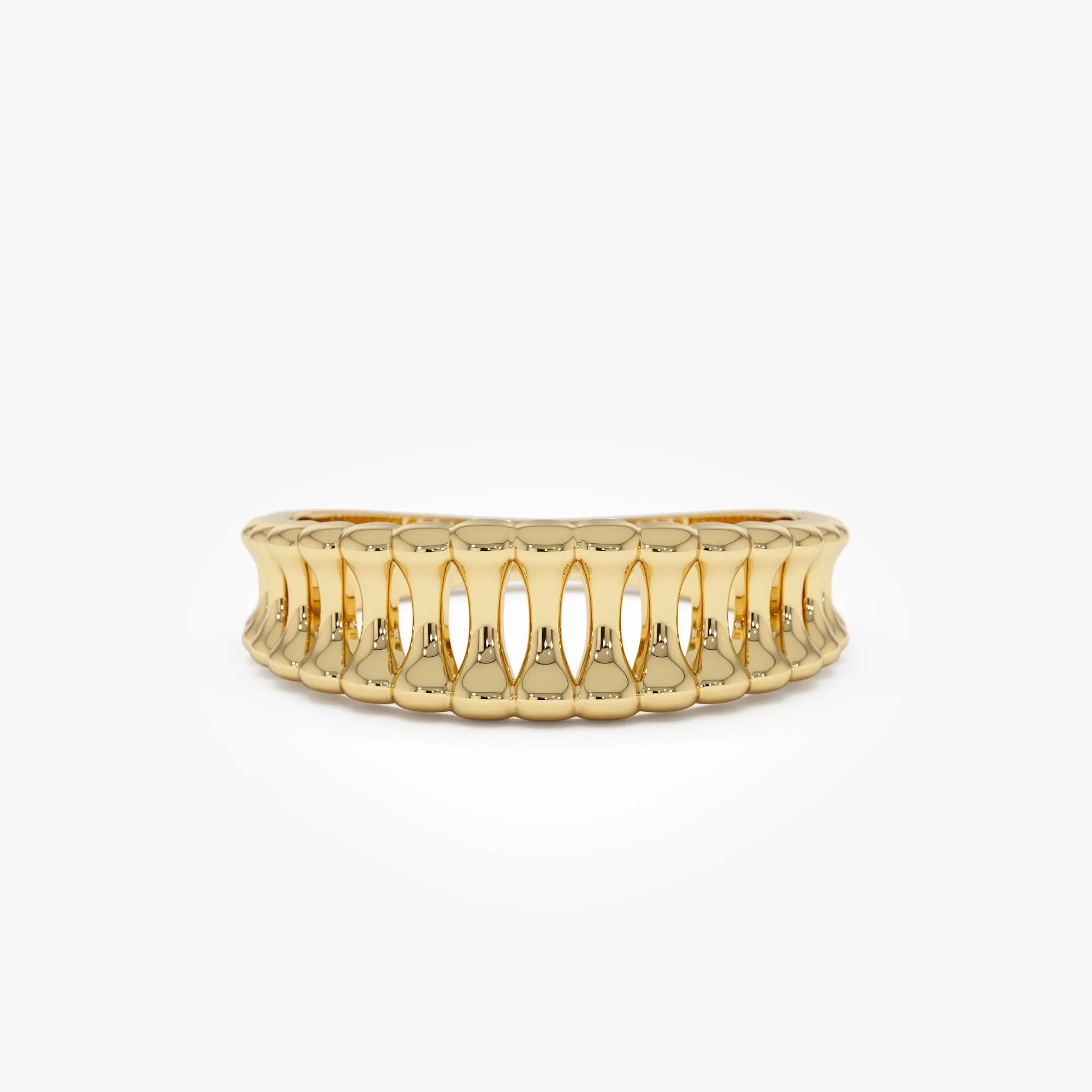 14k Gold Sculptural Wide Band Ring Wide Graduated Statement Band